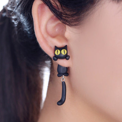 Yellow Eyes Cat Earrings - airstuff