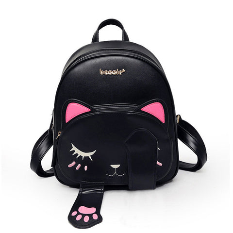 Bag for cat lovers - Cat Backpack Black Preppy Style School - airstuff