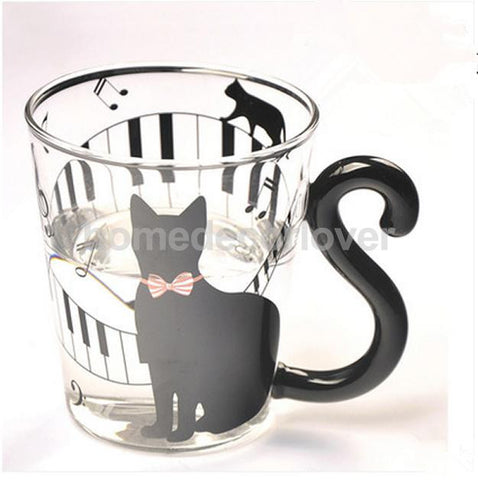 Black Cat Glass Mug - airstuff