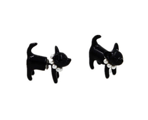Cat Impalement Pearl Stud Earrings - airstuff