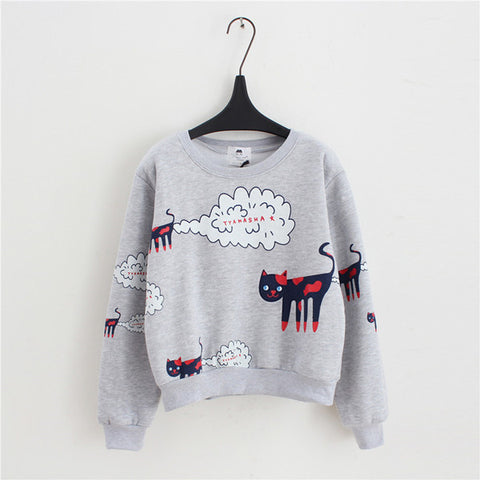 Cat Cartoon Sweatshirt - airstuff