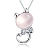 Rose Quartz & Sterling Silver Kitty Cat Necklace - airstuff