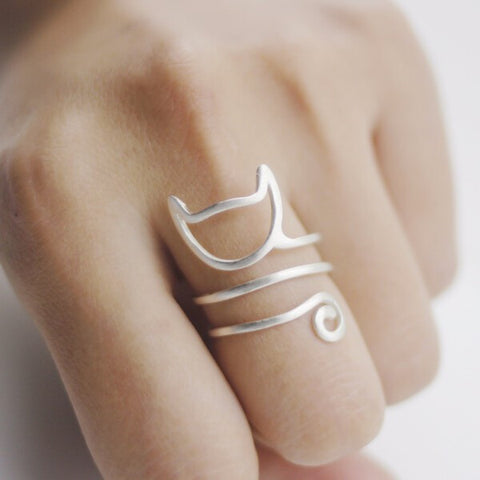 Twisty Cat 925 Sterling Silver Ring - airstuff