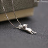 [HOT ] THE HAGING CAT 925 SILVER NECKLACE JEWELRY - airstuff